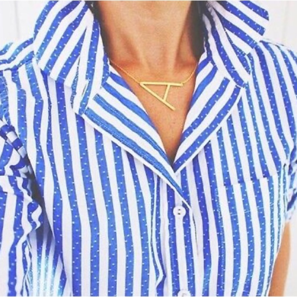 New J. Crew Club collar boy shirt in textured blue and white jacquard stripes